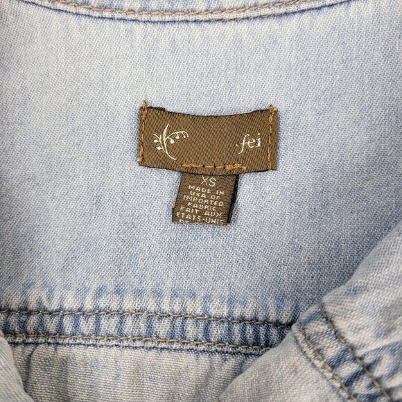 Anthropologie Fei Top Womens Extra Small Blue Western Jean Shirt Denim Snaps - Picture 8 of 9